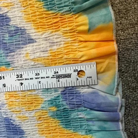 SNDYS. NWT The Kelly Crinkle Dress in Yellow Green & Blue Size US 8 / Large - Picture 7 of 10